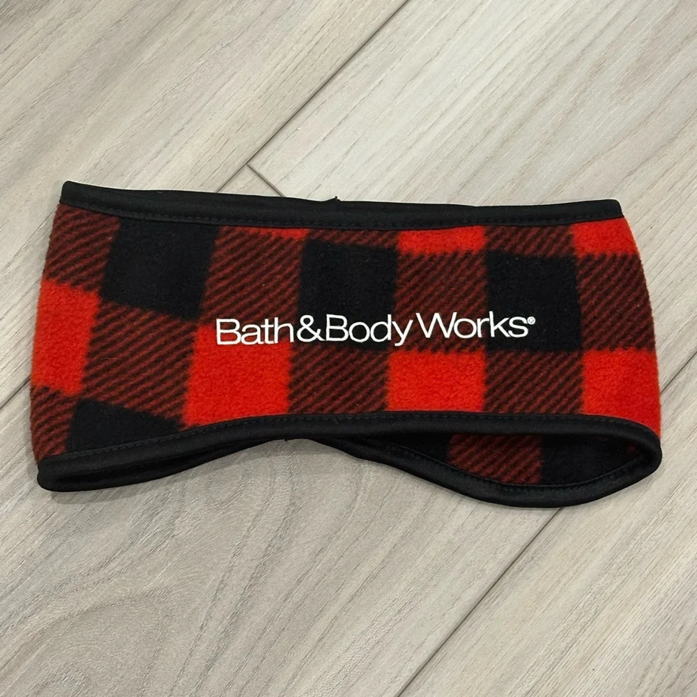 Bath & Body Works Red and Black Soft Plaid Head Ear Warmer Adult - Picture 1 of 6